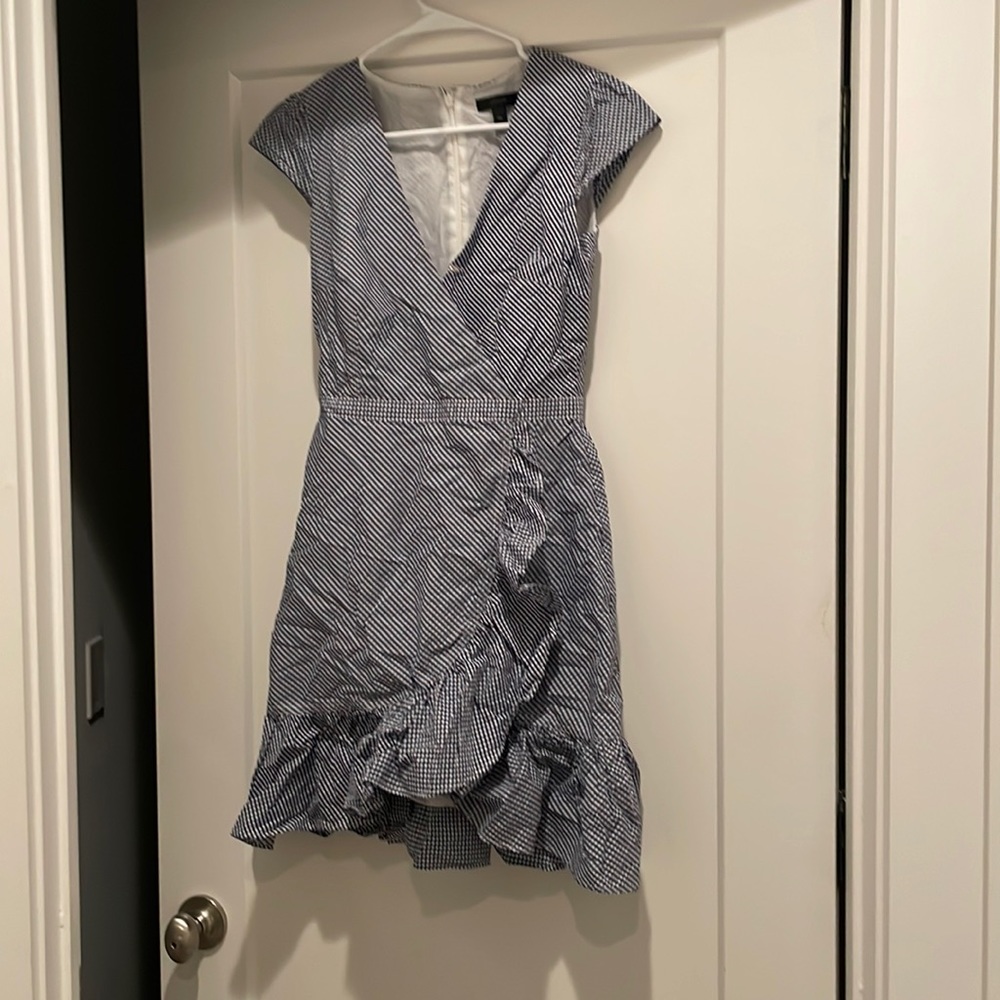 Gingham faux wrap dress